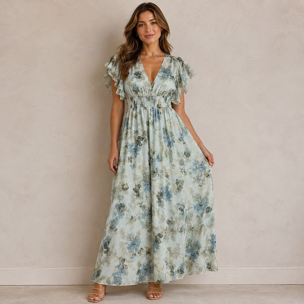 Baltic Born | Dresses | Baltic Born Romantic Wedding Guest Maxi Dress Xl Sage Green Flutter Sleeve